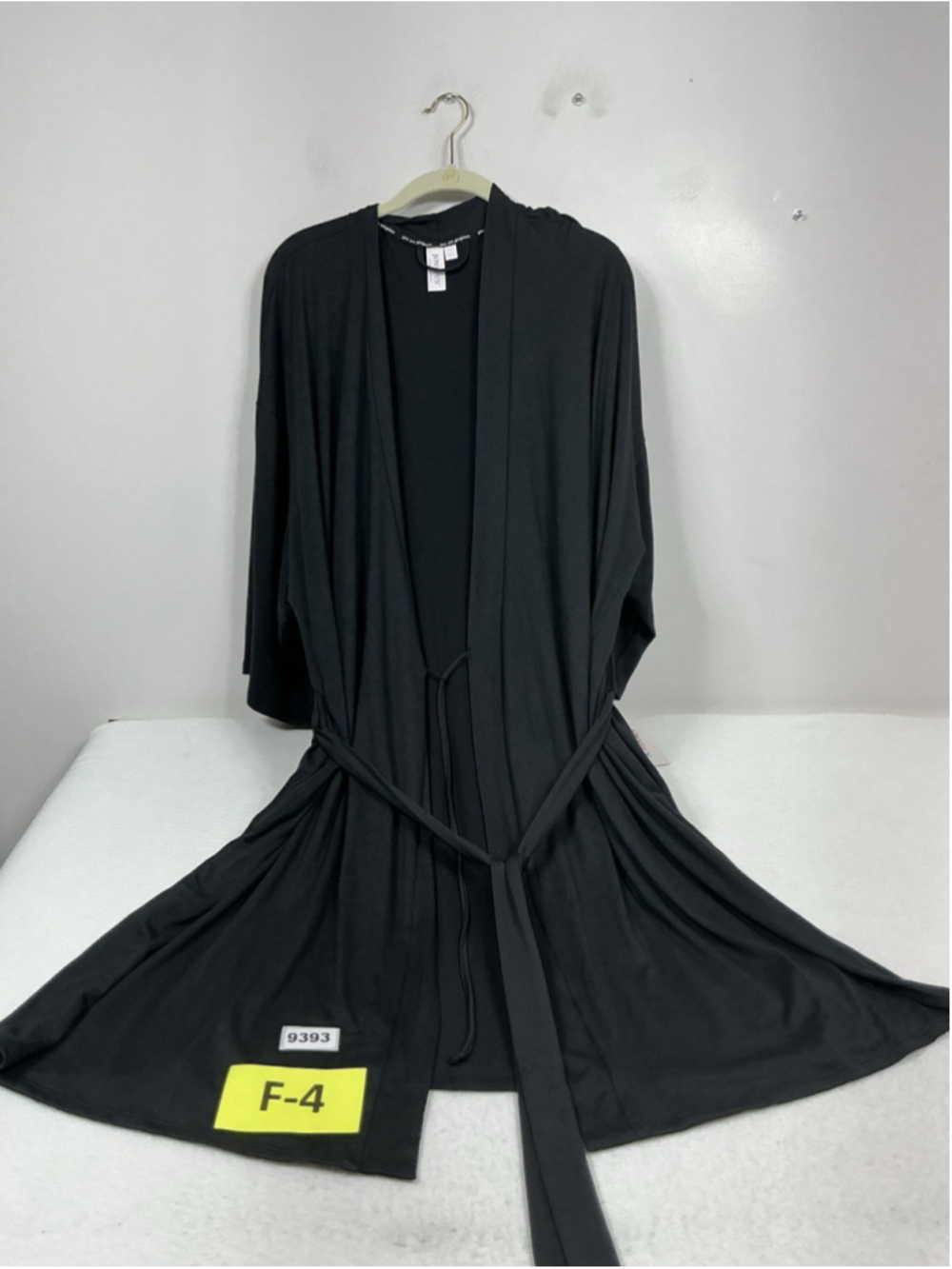 Womans NWT Joy Spun Bathrobe Black 2X-3X Front Tie Short Sleeve